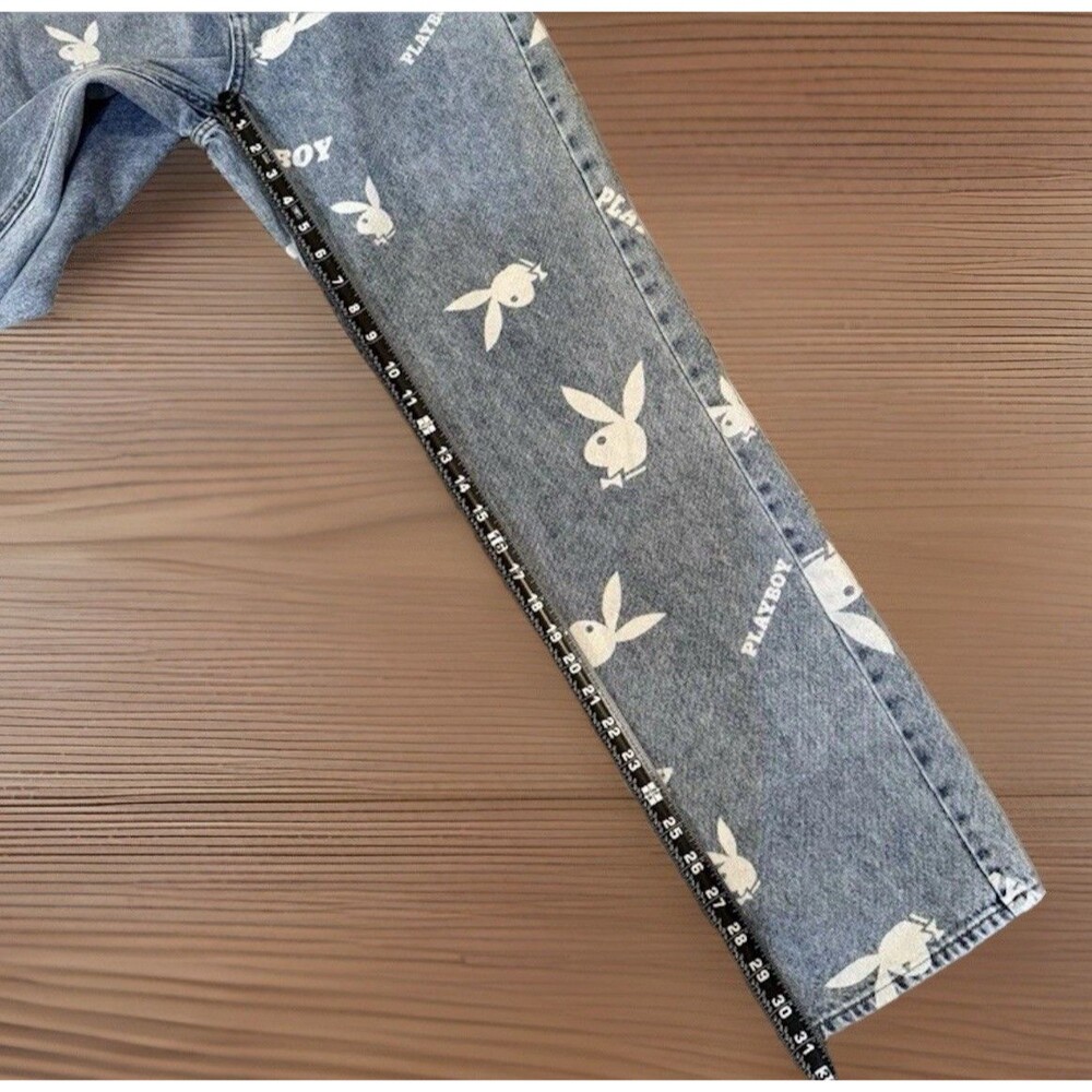 Playboy x PacSun Jeans Women’s 29 Bunny Logo Print All Over Straight Leg Denim - Picture 4 of 6